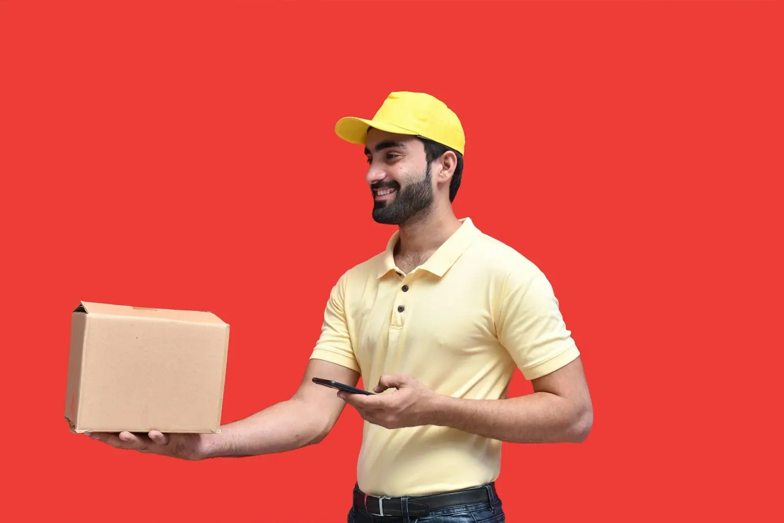 a man wearing a hard hat delivering a package of medical supplies